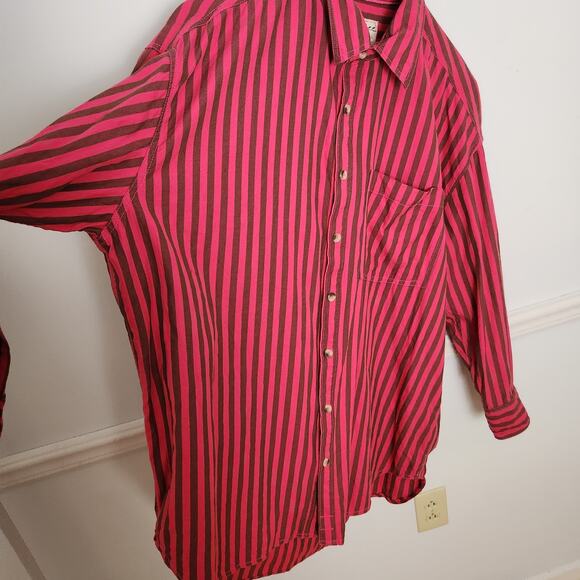 We The Free People Freddie Striped Shirt Size Large Womens Buttonup Oversized - Picture 3 of 10
